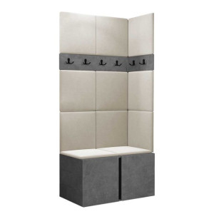 GARDEROBA Orion I panele tapicerowane + Szafka kolor Beton