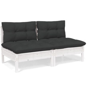 2-osobowa sofa ogrodowa z antracytowymi poduszkami, sosnowa