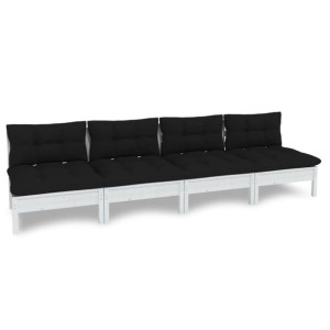4-osobowa sofa ogrodowa z antracytowymi poduszkami, sosnowa