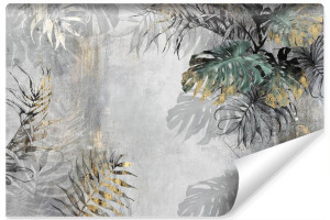 Fototapeta Do Salonu Mur Beton LIŚCIE Tropikalne Natura Dekor 180cm x 120cm