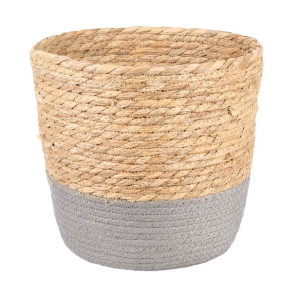 Okrągły Koszyk Z Sitowia I Papieru Boho 25x25x23 Cm