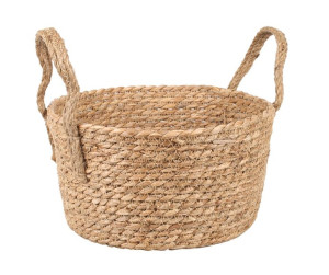 Okrągły Koszyk Z Sitowia Z Uchwytami Boho 28x28x14 Cm