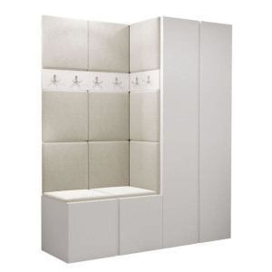 GARDEROBA Orion III panele tapicerowane + meble białe