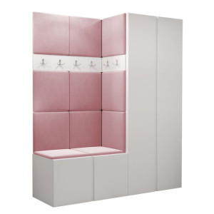 GARDEROBA Orion III panele tapicerowane + meble białe