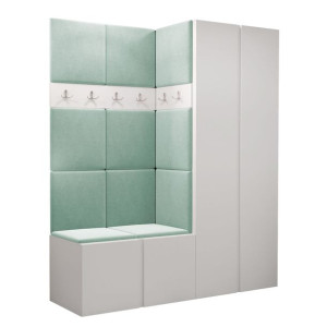 GARDEROBA Orion III panele tapicerowane + meble białe