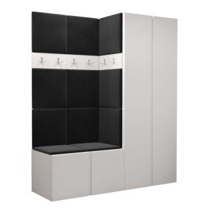 GARDEROBA Orion III panele tapicerowane + meble białe