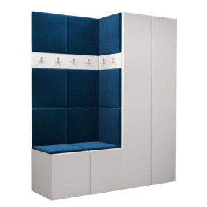 GARDEROBA Orion III panele tapicerowane + meble białe