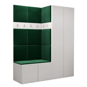 GARDEROBA Orion III panele tapicerowane + meble białe
