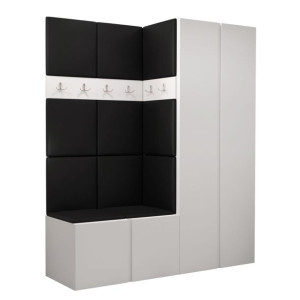 GARDEROBA Orion III panele tapicerowane + meble białe
