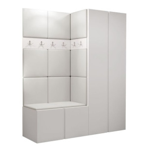 GARDEROBA Orion III panele tapicerowane + meble białe