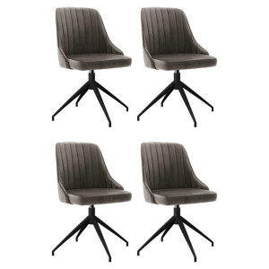 Krzesła stołowe, 4 szt., ciemnoszare, obite aksamitem