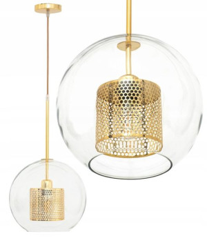 Lampa Wisząca Sufitowa Szklana Złota Loft 25cm