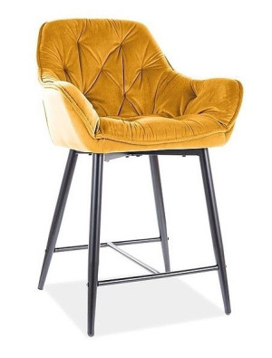 Półhoker, krzesło barowe Cherry H-2 velvet musztardowy