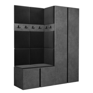 GARDEROBA Orion III panele tapicerowane + meble kolor Beton