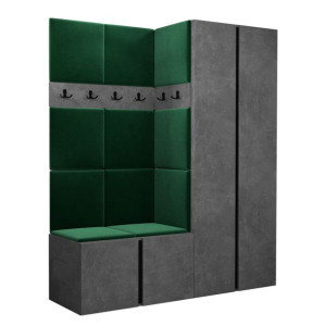 GARDEROBA Orion III panele tapicerowane + meble kolor Beton
