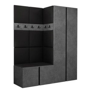 GARDEROBA Orion III panele tapicerowane + meble kolor Beton