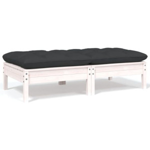 2-osobowa sofa ogrodowa z poduszkami, biała, drewno sosnowe