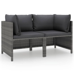 2-osobowa sofa ogrodowa z poduszkami, polirattan, szara