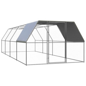 Klatka zewnętrzna dla kurcząt, 3x8x2 m, stal galwanizowana