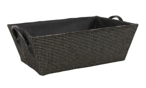 Czarno-złote Pudełko Obszyte Materiałem 34x25x12/14 Cm