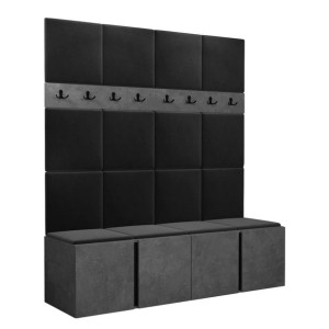 GARDEROBA Orion V panele tapicerowane + meble kolor Beton