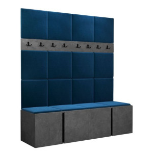 GARDEROBA Orion V panele tapicerowane + meble kolor Beton