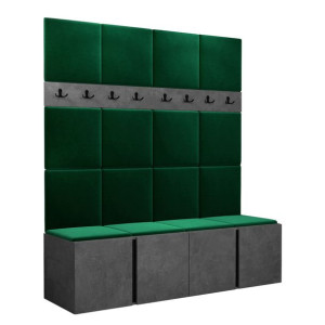 GARDEROBA Orion V panele tapicerowane + meble kolor Beton