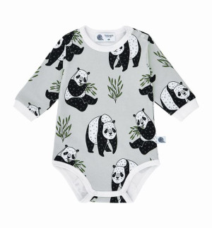 Body bawełniane szare Panda, długi rękaw 86