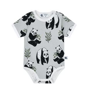 Body bawełniane szare Panda, krótki rękaw 80