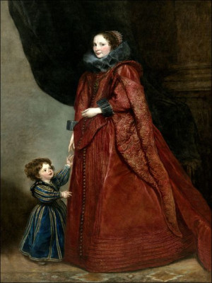 A Genoese Lady with Her Child, Anthony van Dyck - plakat 50x50 cm