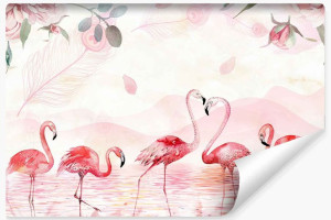 Fototapeta Dla Dzieci FLAMINGI Piórka 3D Abstrakcja Natura 360cm x 240cm