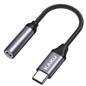 Adapter Słuchawkowy USB Typ C na mini jack 3,5mm (KSC-428)  KAKU Srebrny