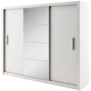 Szafa TRZYDRZWIOWA z lustrem, IDEA, biel, MAT 250x60x215 cm