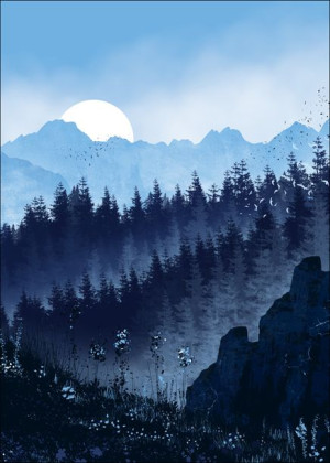 Błękitny las - plakat 40x50 cm