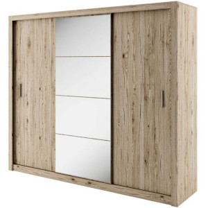 Szafa TRZYDRZWIOWA z lustrem, IDEA, san remo jasny, MAT 250x60x215 cm