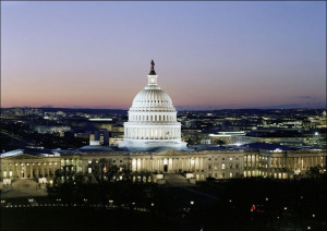 Capitol Hill at night, Carol Highsmith - plakat 100x70 cm