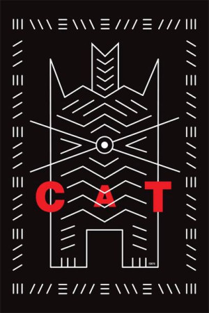 Cat black - plakat 42x59,4 cm