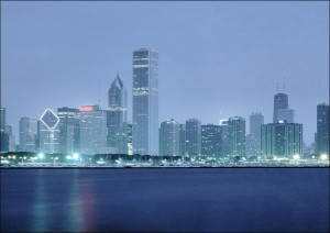 Chicago at dusk., Carol Highsmith - plakat 40x30 cm