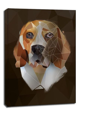Beagle, ciemne tło - obraz na płótnie 60x80 cm