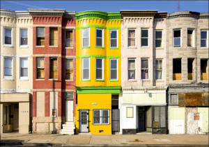 Colorful Baltimore row houses., Carol Highsmith - plakat 100x70 cm