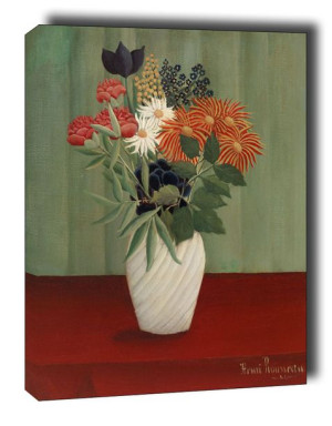 Bouquet of Flowers with China Asters and Tokyos - obraz na płótnie 60x80 cm