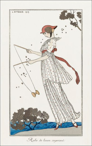 Costumes Parisiens: Robe de linon imprimé from Journal des Dames et des Mod