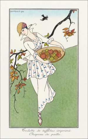 Costumes Parisiens: Toilettes de taffetas, George Barbier - plakat 59,4x84,