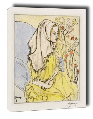 Charley Toorop with a headscarf in an armchair - obraz na płótnie 61x91,5 c