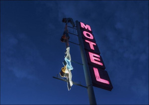 Creative "diver" neon sign at the old Starlight Motel in Mesa, Arizona., Ca