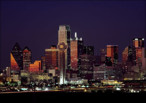 Dusk view of the Dallas, Texas skyline, Carol Highsmith - plakat 50x40 cm