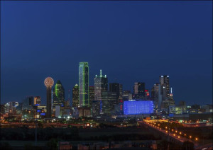Dusk view of the Dallas, Texas skyline., Carol Highsmith - plakat 29,7x21 c