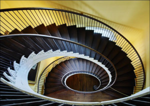Elaborate spiral staircase, at the Nathaniel Russell House in South Carolin