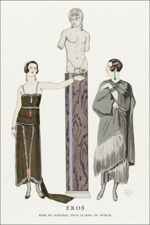 Eros / Robe et manteau, pour le soir, de Worth from Gazette du Bon Ton No.