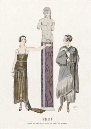 Eros. Robe et manteau pour le soir, de Worth, George Barbier - plakat 20x30